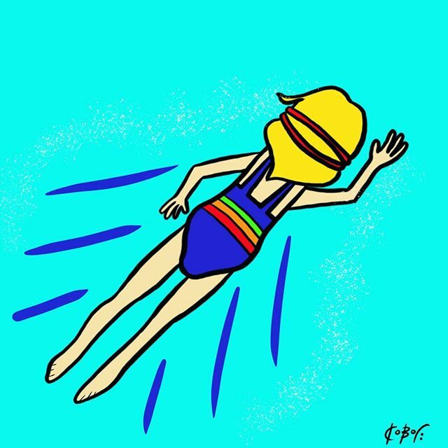 KateBodell's tweet photo. I SWIM THEREFORE I AM. 
For the @IFDrawAWeek theme, it’s all about hobbies. I love swimming! I love the water! I am light! I let my worries wash away in the waves! What hobby keeps you happy and healthy? #katebodellwriterandillustrator #ifdrawaweek215 #i… https://t.co/RaAJCnlwYX https://t.co/mC8iTBuuli
