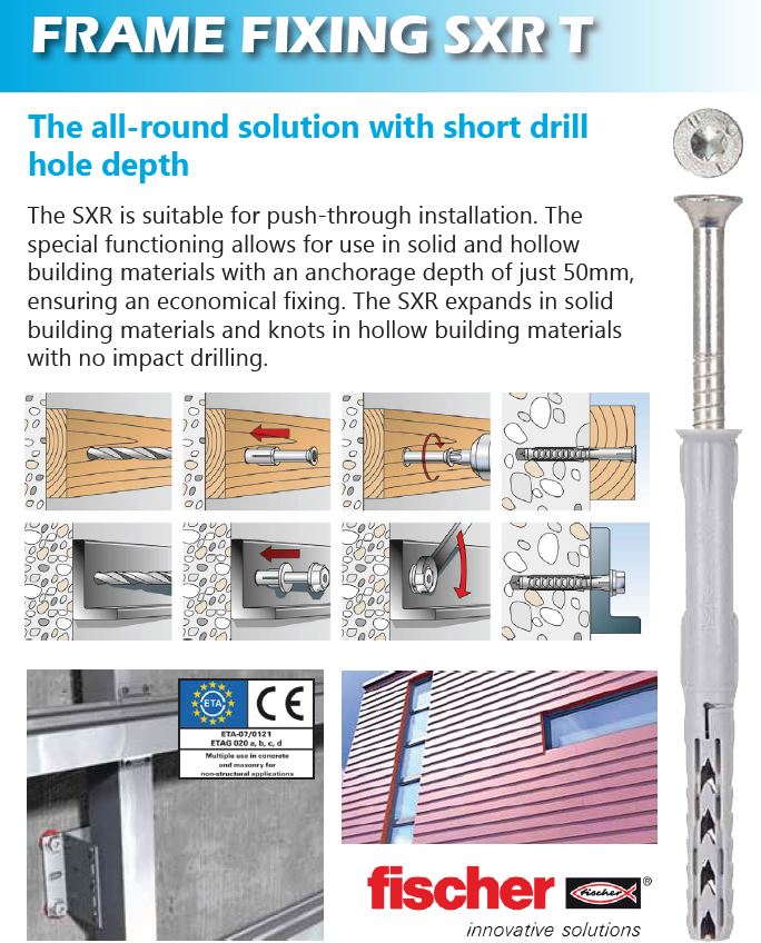 TFX_Timberfix's tweet image. FRAME FIXING SXR T from Fischer &amp;amp; Timberfix,
The SXR expands in solid building materials and knots in hollow building materials with no impact drilling. Call us on 1300 888 729 #framefixing #fischer #timberfix #anchorage #sxr #drilling #hardware #construction #sydney