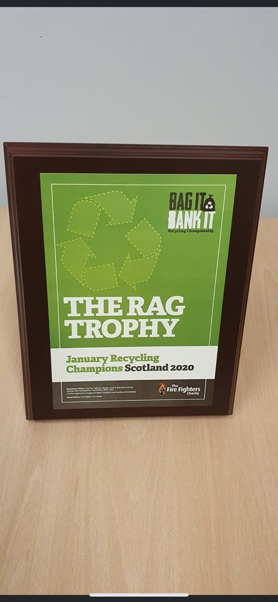 BroxburnFire's tweet photo. Tonight, we were presented with the award for finishing best Scottish Fire Station in the January recycling competition. Proud moment but it is all thanks to you.....the local community for your amazing efforts in filling the recycling bins at the station. https://t.co/UnbeNyIN65