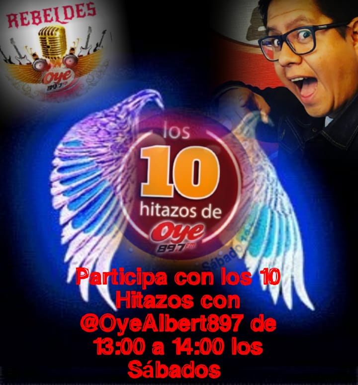 ExaRebeldes's tweet photo. #YaRegreso las ganas de escuchar @Los10HitazosOye en punto de las 13:00hrs con el chaparrito @OyeAlbert897 entra a votar por tus rolas favs en https://t.co/hXR9iNHQow #EstaPadrisima
@Oye897 https://t.co/TqjBK57zEe