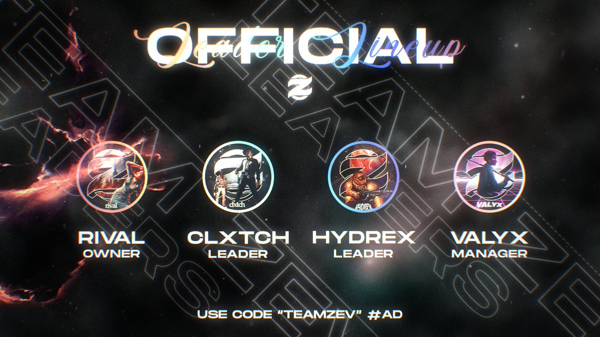 team_zev's tweet photo. Zev isn't going anywhere.. We just needed some time to set things right..

With that, here is the official leader lineup of Team Zev. Player leads TBA &amp; a whole lot more to come this week..

Stay tuned, and thank you for sticking with us 💫 https://t.co/E1ffEMSTQ4