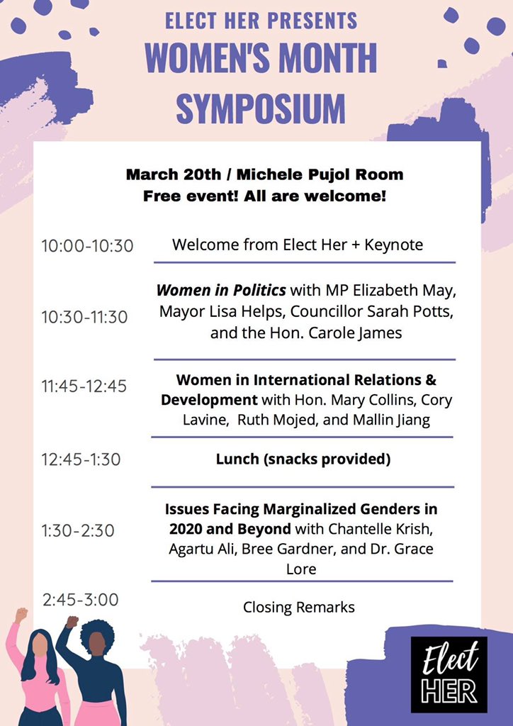 WMC_Victoria's tweet photo. Check out this event from our friends at Elect Her UVic! Tickets are free but space is limited, check out the fb event page for info https://t.co/4v7HubmVPj #womeninpoli #bcpoli #yyj https://t.co/a6NbBjzgnz