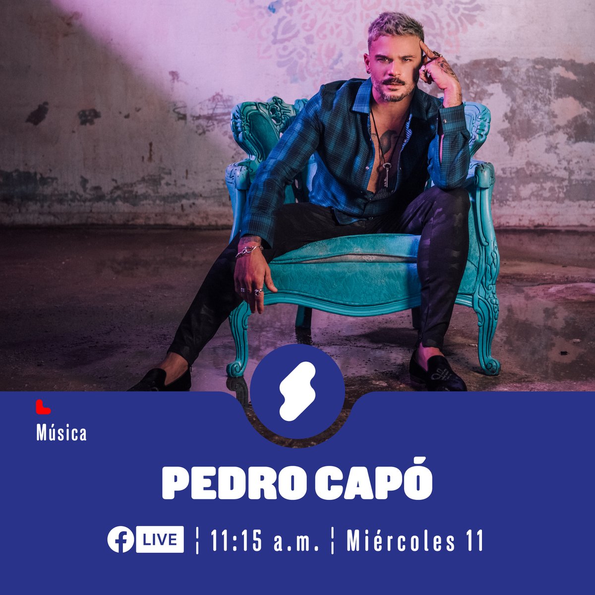 ShockCo's tweet photo. Recuerden la hora, agenden en su calendario, mañana miércoles 11 de marzo llega @pedrocapo a @ShockCo para hablar de su nuevo sencillo y lo que vendrá este año para su carrera. ¡Pendientes! Nos vemos a las 11:15 a.m., en nuestro Facebook. #StreamingShock https://t.co/JD8cVmoxyi