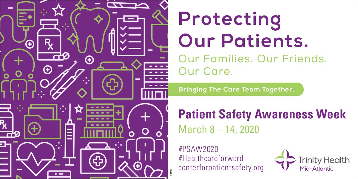 stmarymed's tweet image. It&apos;s Patient Safety Awareness Week! 
Protecting our patients. Our families. Our friends. Our care.

Bringing the care team together. #PSAW2020 #Healthcareforward