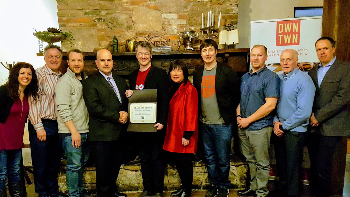 Valiant_Effort_'s tweet photo. We are thrilled to announce that #SharpEndStudio won the @DwntwnHamBIA 's #WinThisSpace contest! Looking forward to moving into our new space and joining the business community in the #downtown #Hamilton core! #HamOnt #GameDev #UnrealEngine #VideoGames #VR #TeamworkTuesday https://t.co/fcqqkgYNg5