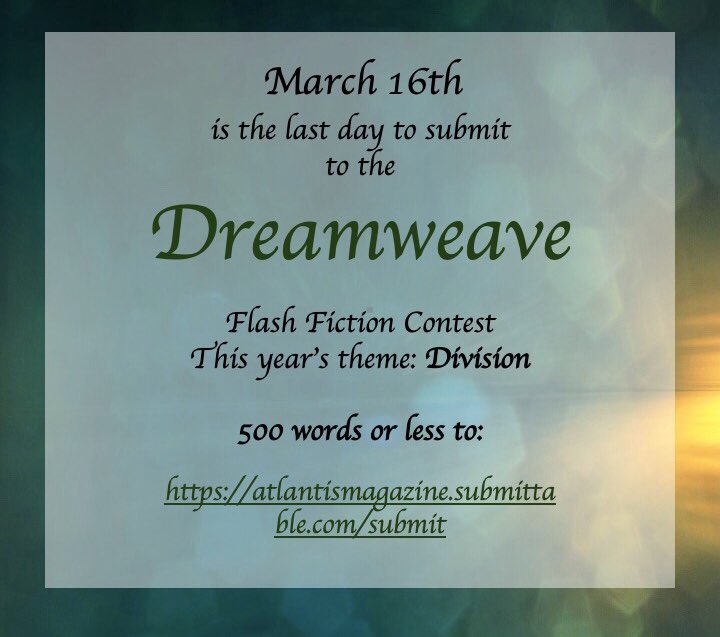 Our Dreamweave Festival is on March 19th! Have you submitted your piece for the Flash Fiction Contest? Get to it ~ DEADLINE IS MARCH 16th! Top 3 winners get gift cards!!

#uncw #uncwcrw #flashfiction