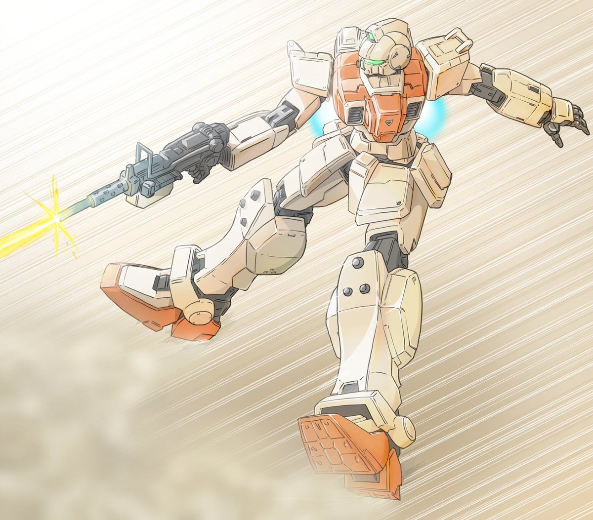 robot mecha no humans weapon solo gun glowing  illustration images