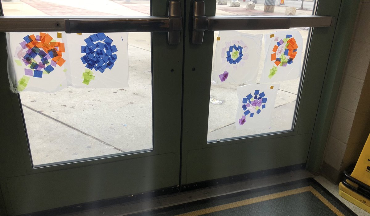 SLevy87's tweet photo. My 1st and 2nd graders made beautiful “stained glass” today! #mysteryscience https://t.co/swNOsJxqrT
