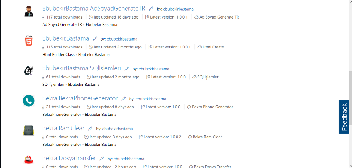 ebubekirstt's tweet image. #yazılımegitim C# ile alakalı toplam&apos;da  NuGet Gallery 11 Paketi Bulmuşum

nuget.org/profiles/ebube…