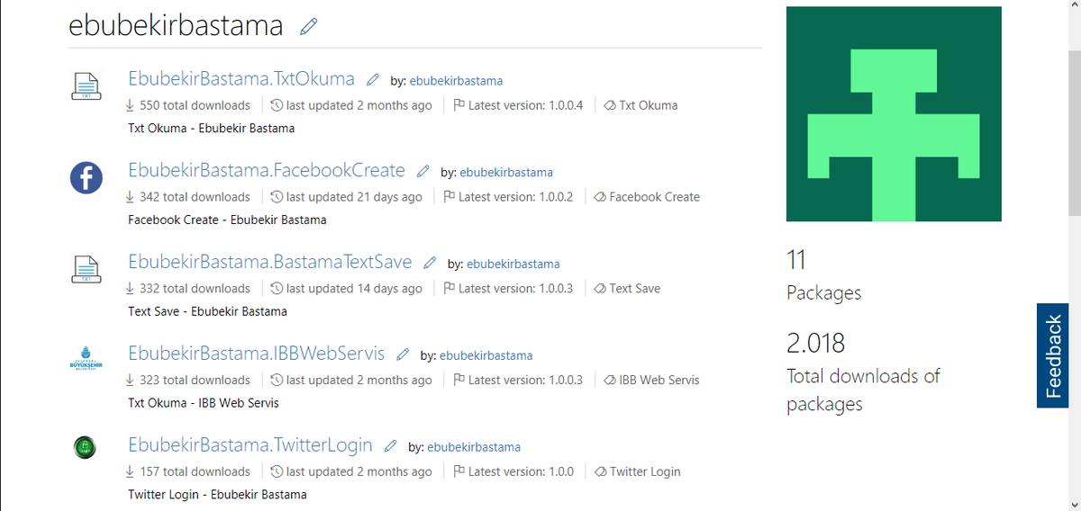 ebubekirstt's tweet image. #yazılımegitim C# ile alakalı toplam&apos;da  NuGet Gallery 11 Paketi Bulmuşum

nuget.org/profiles/ebube…