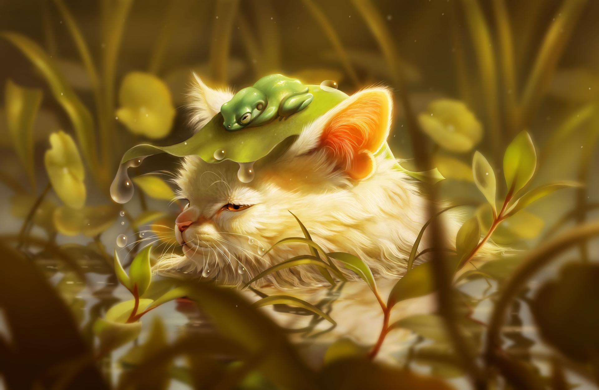 Кошка лягушка арт
