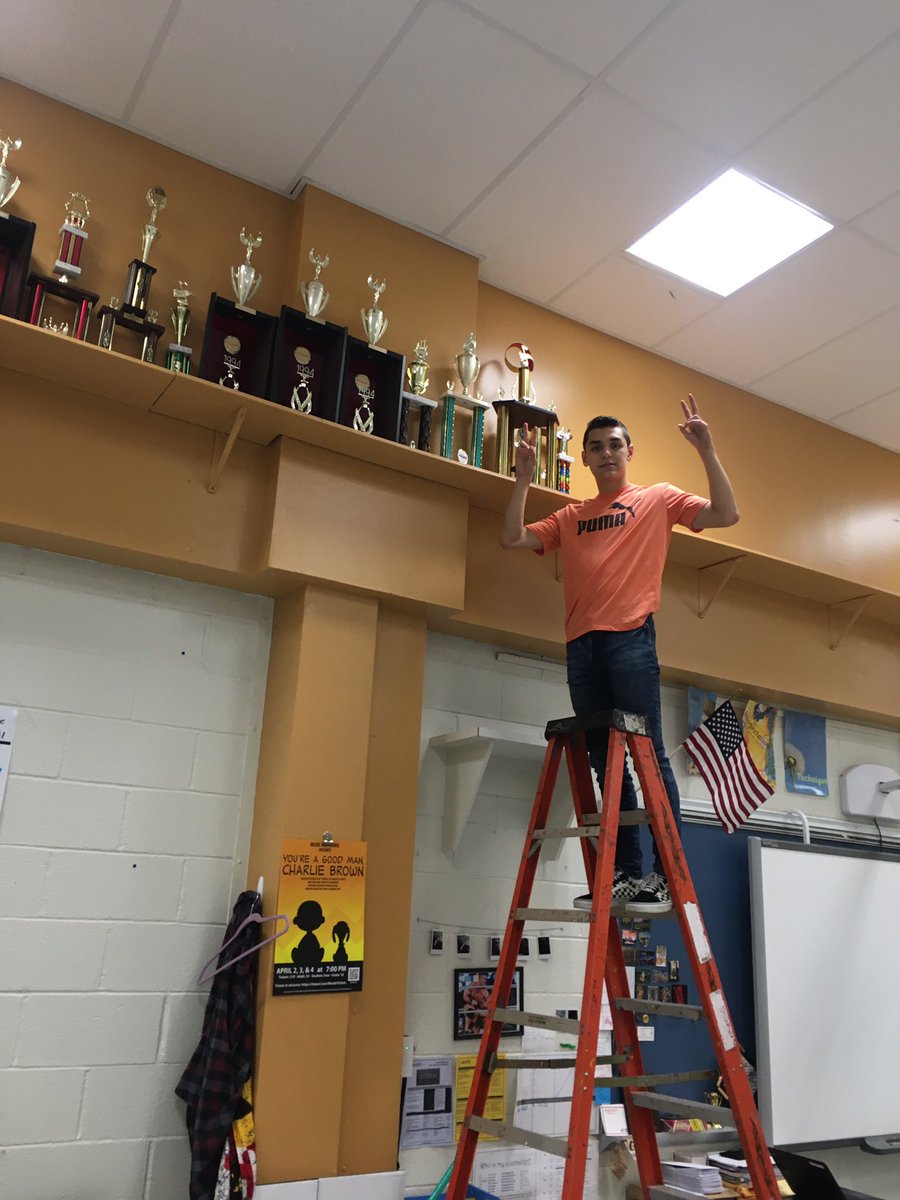 MeadeHSMusic's tweet photo. Today Meade IB Senior Percussionist Chris Jensen completed his CAS project: preserving MHS Music History!
With his dedicated team, Chris cleaned, catalogued, photographed, and ordered 224 awards! #AACPSAwesome work, Chris &amp; Friends!
 @MeadeIB @MusicAACPS @FredlriversF https://t.co/WgDJg2w739
