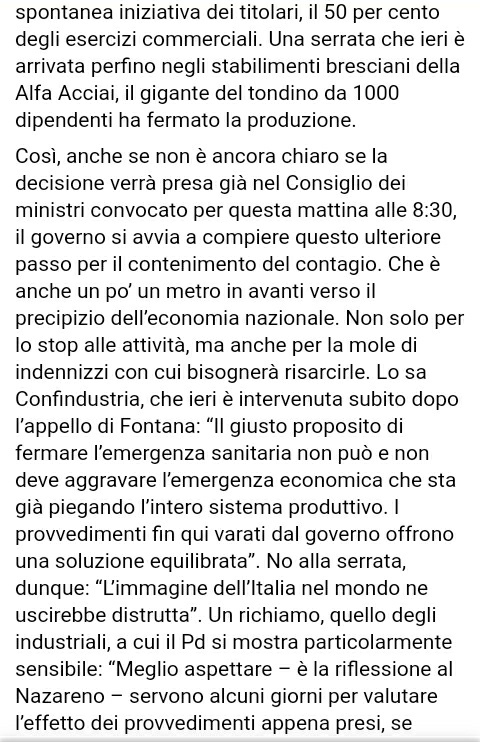 Ras_Dave_'s tweet photo. Dal Fatto Quotidiano
del #11Marzo
L'EMERGENZA
LOMBARDIA:
"SERRATA TOTALE"
CONTE STRETTO
TRA DUE FUOCHI
Oggi il CDM
La Regione e i Sindaci chiedono di Fermare tutto
Ma Confindustria si Oppone

di Luca De Carolis✍️
e Paola Zanca✍️ https://t.co/QRyUT0JTm6