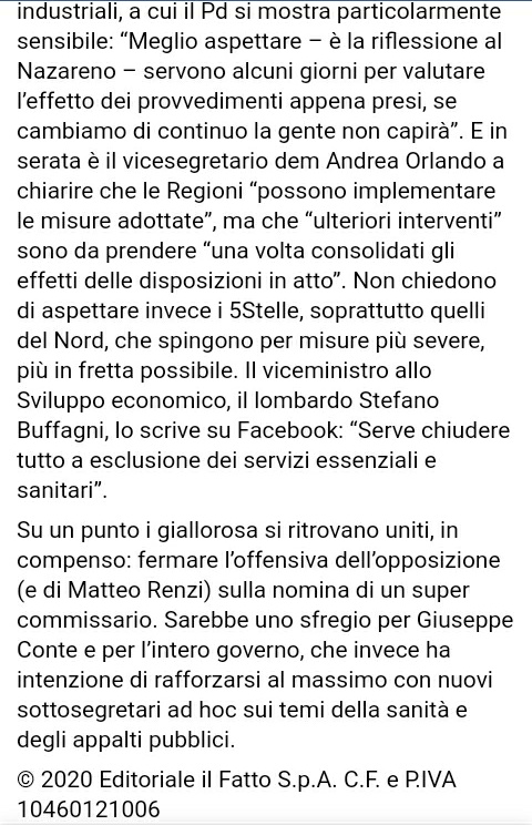 Ras_Dave_'s tweet photo. Dal Fatto Quotidiano
del #11Marzo
L'EMERGENZA
LOMBARDIA:
"SERRATA TOTALE"
CONTE STRETTO
TRA DUE FUOCHI
Oggi il CDM
La Regione e i Sindaci chiedono di Fermare tutto
Ma Confindustria si Oppone

di Luca De Carolis✍️
e Paola Zanca✍️ https://t.co/QRyUT0JTm6