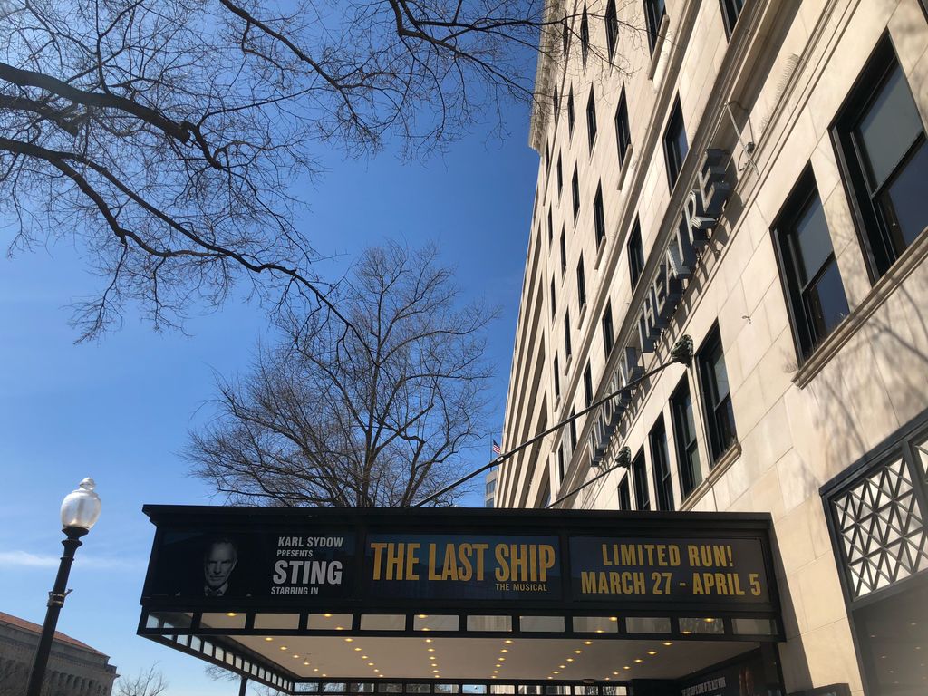 🌊 <a href="/LastShipMusical/">The Last Ship</a> cruises into Washington, D.C. in less than three weeks and the marquee is now up!

Great seats are still available, but sailing away fast. Guarantee your seats now. --> bit.ly/2MjH0Mk

#NationalTheatreDC #LastShipMusical