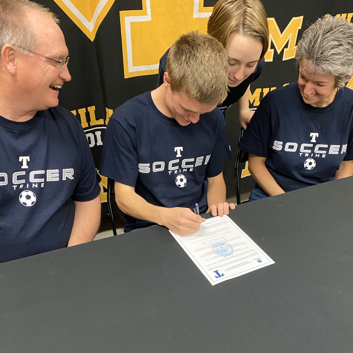 MilanAthletics's tweet photo. Congratulations Talon Gobel on signing your letter of intent to further your academic and athletic career in soccer at Trine University. @TrineUniversity https://t.co/TvGK0CeqXH