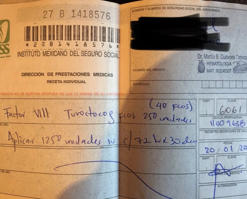 HemofiliaJal's tweet photo. Fíjense, si paciente no se queja no le dan atención, pero los que menos se quejan son los más vulnerables, los más pobres. Persona c/#hemofilia HGZ 5 Nogales sin su medicina hace meses, 2 últimas no surtidas. #soportedevida @DavidRazu @zoerobledo @HemofiliaMexico @LAQC @Tu_IMSS https://t.co/y3v0m7rY3s