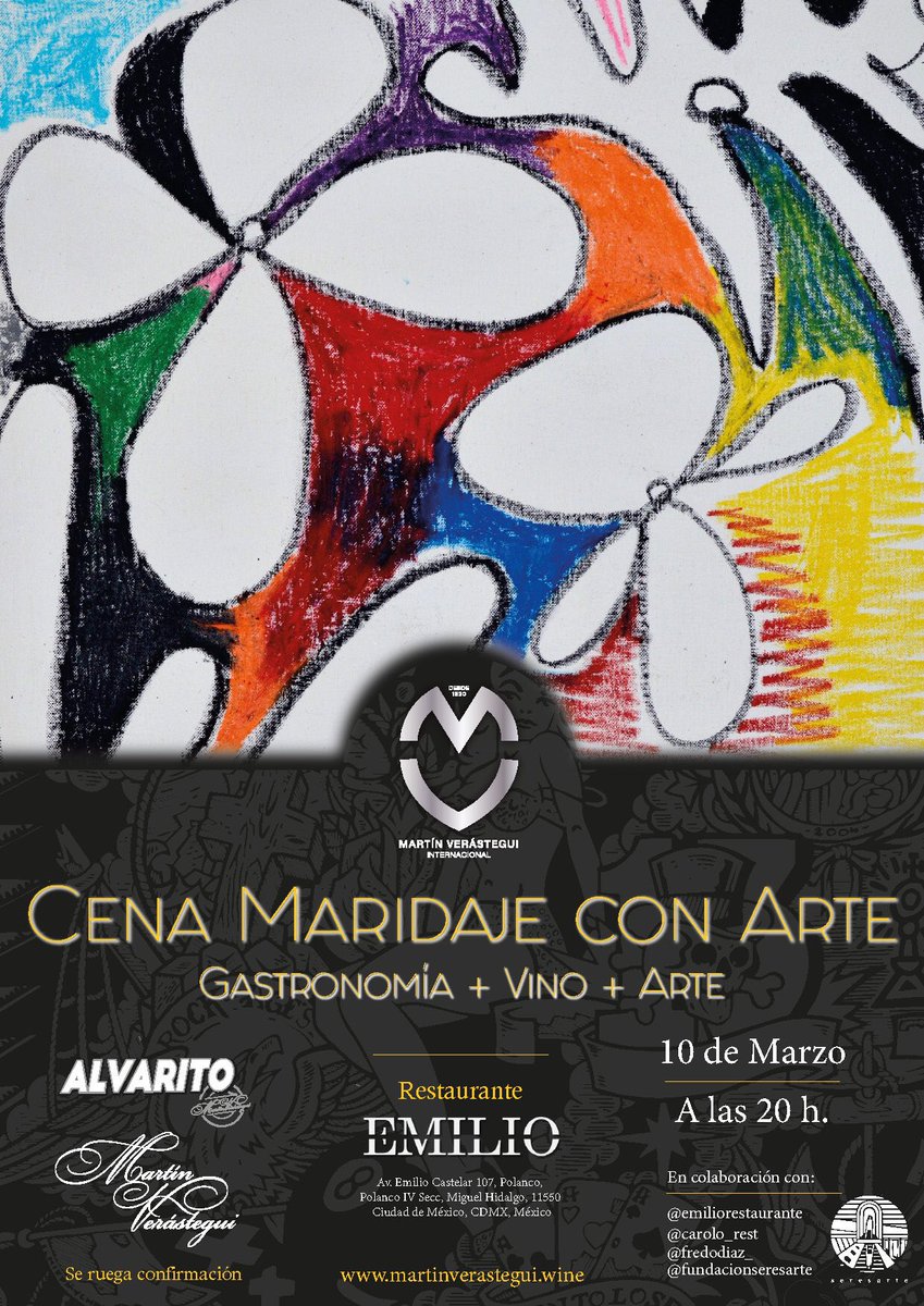 fundseresarte's tweet photo. ¡Nos vemos hoy en Emilio Restaurante con Martín Verástegui Vinos de Autor!
#SA #ArtistaVoluntario #AyudaConArte #Experiencia #Pintura #Fotografía #Muralismo #ArteUrbano #Comunidad #SERESARTE #Expresar #Crear #Inspirar
https://t.co/jjhdm2Kjpq https://t.co/AAmKqec1gH