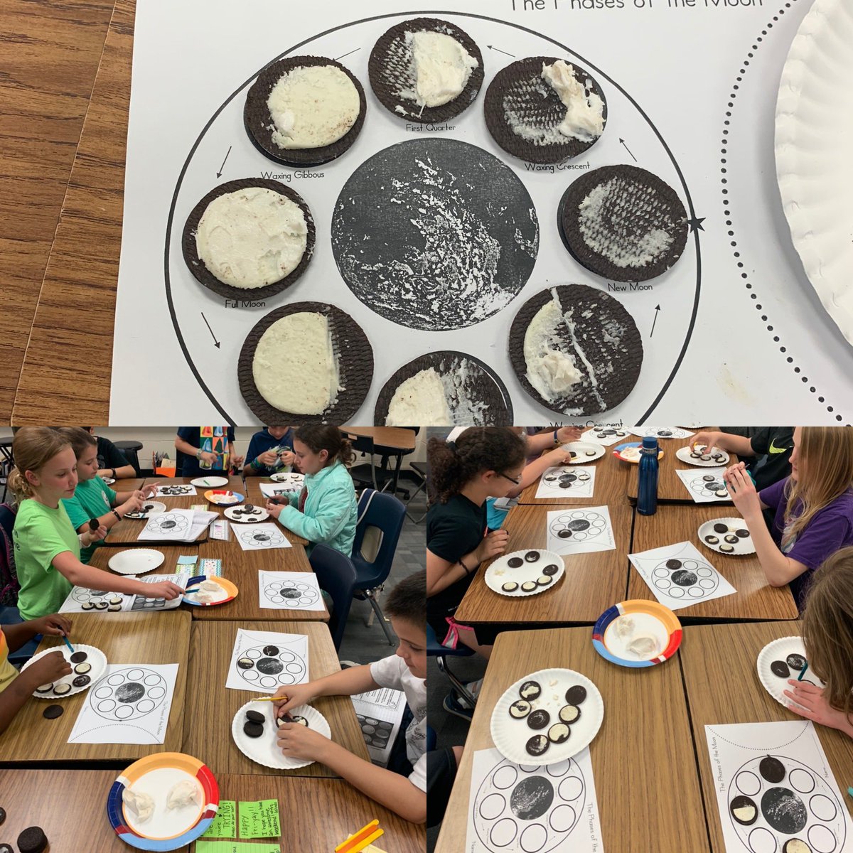 MrsJotten's tweet photo. Oreo Moon Madness!  Using Oreos to better our understanding of moon phases. https://t.co/jBbe41Yctw
