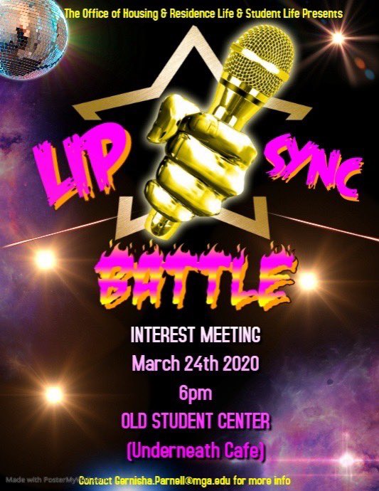 MiddleGaCAB's tweet photo. Get a chance to be your favorite celebrity! If you’re interested in competing come to our interest meeting March 24th for more info! https://t.co/nqt5VAt6Mn