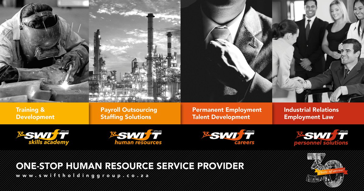 Swift Personnel (@swiftpersonnel1) on Twitter photo Your one-stop to all your Human Resource Management needs. Our services include Training & Development, Payroll Outsourcing, Job Opportunities and Industrial Relations. Contact us for more information. swiftholdinggroup.co.za Your one-stop to all your Human Resource Management needs. Our services include Training & Development, Payroll Outsourcing, Job Opportunities and Industrial Relations. Contact us for more information. swiftholdinggroup.co.za