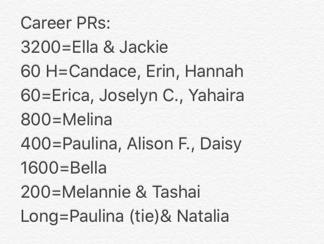 DCHSGirlsTrack's tweet photo. Season &amp; Career PRs through 3/10/20 💙❤️🏃‍♀️🎉 #progress #growth #SeeImprovement #WantMoreDoMore https://t.co/IIOfJOqLET