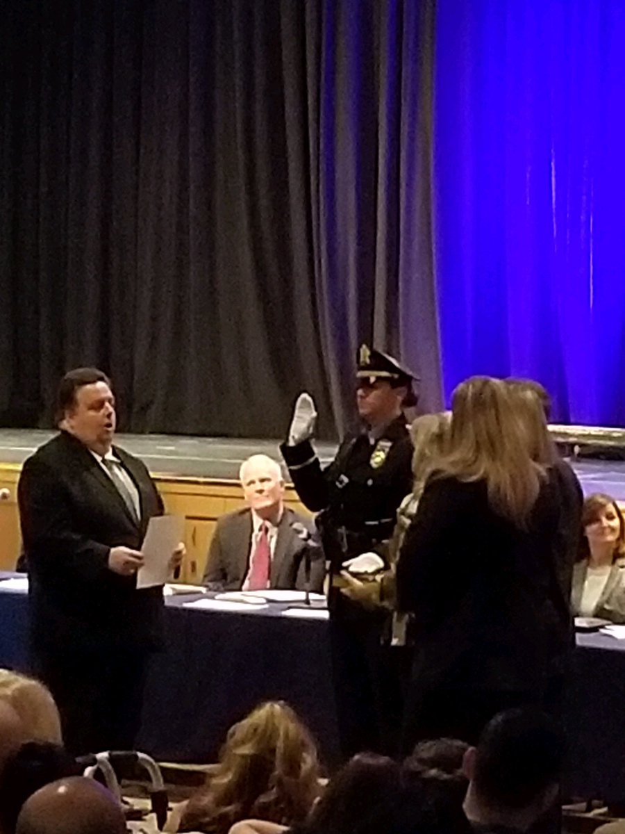 HCPOProsecutor's tweet photo. CONGRATULATIONS to Dennis Miller who was sworn in this evening as the new Secaucus Chief of Police. 

Also sworn in this evening was Kimberly Elphick -- the first female Lieutenant in the history of the Secaucus Police Department.

#Secaucus #SecaucusPD #HudsonCounty https://t.co/LYW5DROXLa