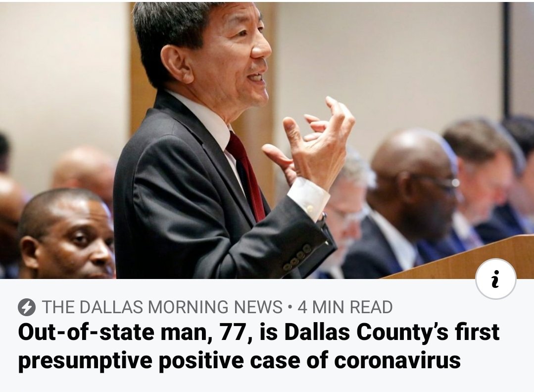 SunHPeck's tweet image. Could we all please stop with the media portrayals of the coronavirus using pictures of Asian people or other random Asian things as the cover??? This man is NOT the infected man as you might think, but Dr. Phil Huang, who is the Dallas County Health Director. #stopbeingracist