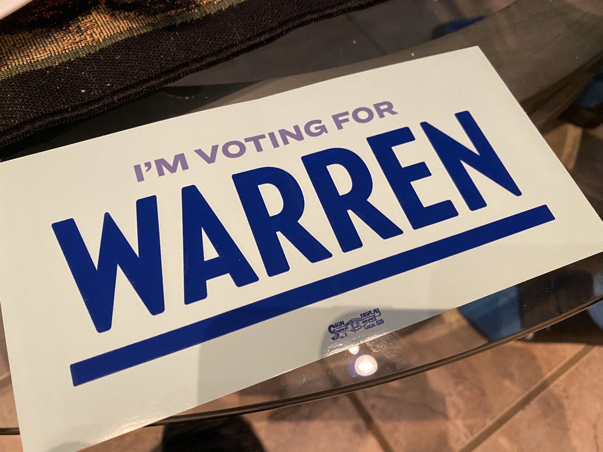 Poravi76's tweet photo. My sticker finally arrived. #Timing #StillWithWarren https://t.co/jaAKOBDaSw