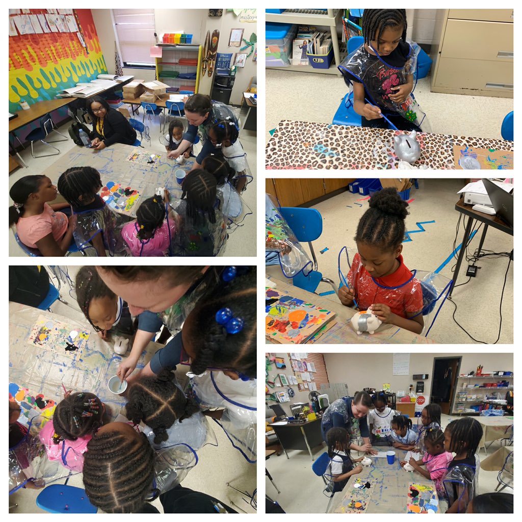 YvonneMThornton's tweet photo. Kinder students @RPM_ISSD paint their piggy banks while parents create their 529 College Savings Accounts @LancasterISD @sherese_nix @ElijahGranger #DollarsForCollege https://t.co/Jabi9jnmsm