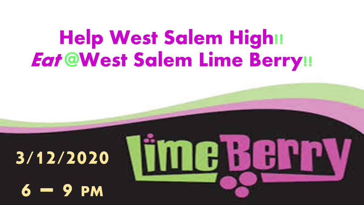 Lime Berry fundraiser this Thursday from 6-9 PM! 🍦🍬 Come support and help raise money for our school! 💚