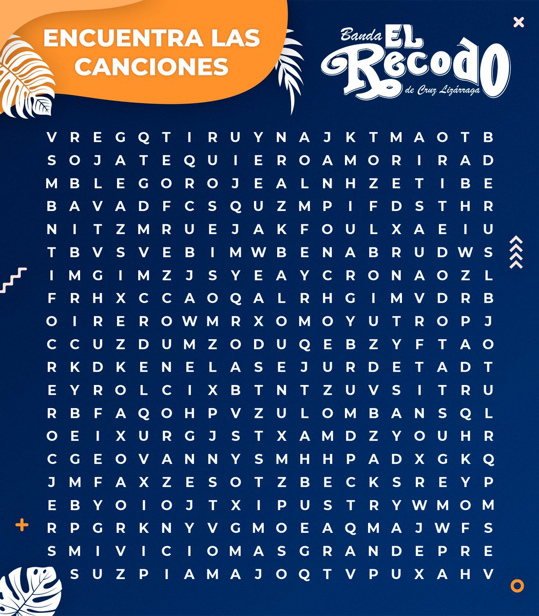 ElRecodoOficial's tweet photo. 🔴Juega en nuestra sopa de letras y dinos cuál de nuestros éxitos encuentras. Compártenos una captura👇🏻 https://t.co/BIHfnOZbTr