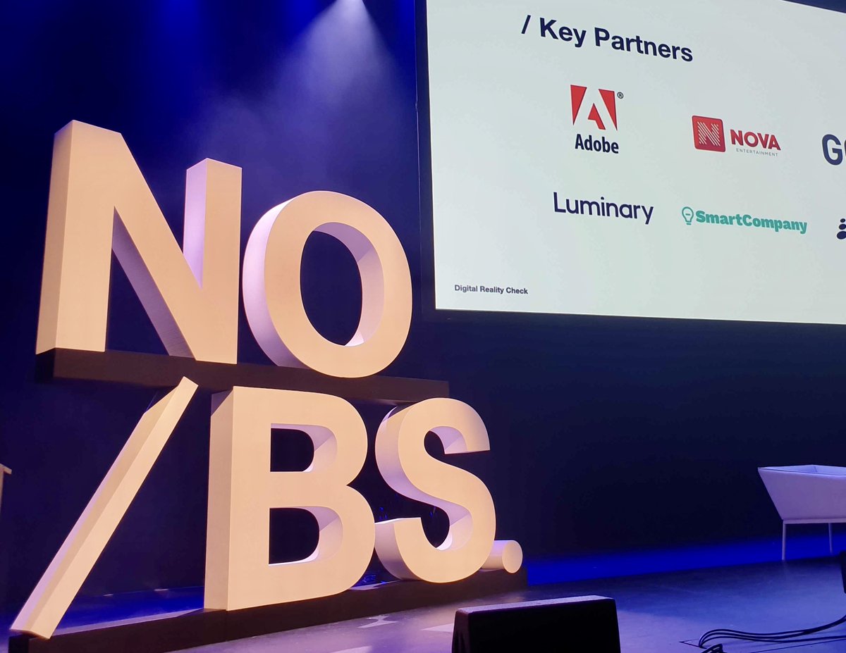 Luminary is proud to be sponsoring the #NoBSconference, kicking off today in Melbourne at The Forum! 

Looking forward to an exciting two days of talks on #digital, #design, #tech, and the grit you need to achieve success.

nobs.events

#NoBS2020 #DigitalRealityCheck