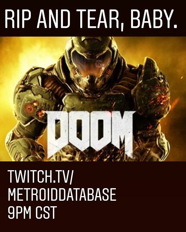 MetroidDatabase's tweet photo. To get hyped for the upcoming Doom Eternal, https://t.co/8m9Tphvhs8 presents a playthrough of DOOM 2016! Gonna play it as much as I can tonight. Mostly blind run. -Ryan #doom #doomguy #doommarine #hellonphobos #hellondeimos #hellonmars #doometernal #do… https://t.co/RuiG7nJE8a https://t.co/pd672di0dE