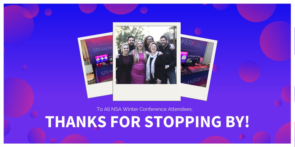 SpeakerFlow's tweet image. Now that we&apos;re back, thanks to all of the #professionalspeakers, #meetingprofessionals, and #SpeakerFlow community members that stopped by our booth at the NSA&apos;s 2020 #WinterConference! 🙌💓 If you didn&apos;t make it, drop us a comment! Who knows? We could be in your state soon! 🤗