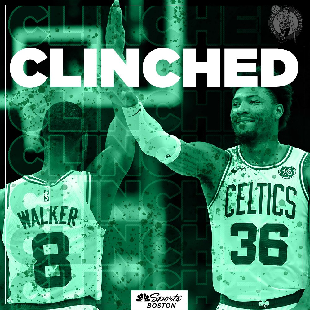 NBCSCeltics's tweet photo. Playoff spot secured ✅ https://t.co/lP19M6z9Uo
