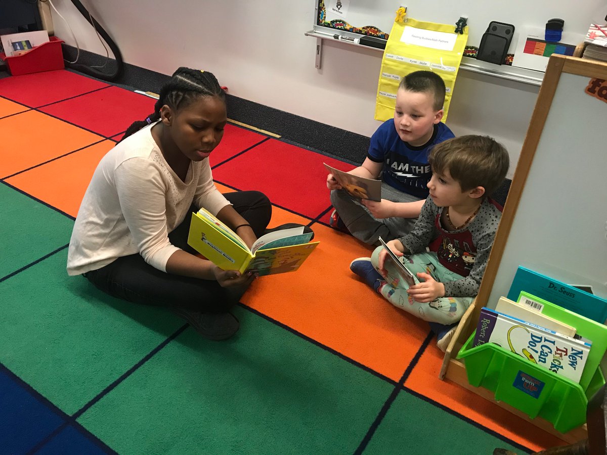 DavidChilson3's tweet photo. Kindergarten students love time with their fifth grade reading buddies! https://t.co/9ZWOsp1isL