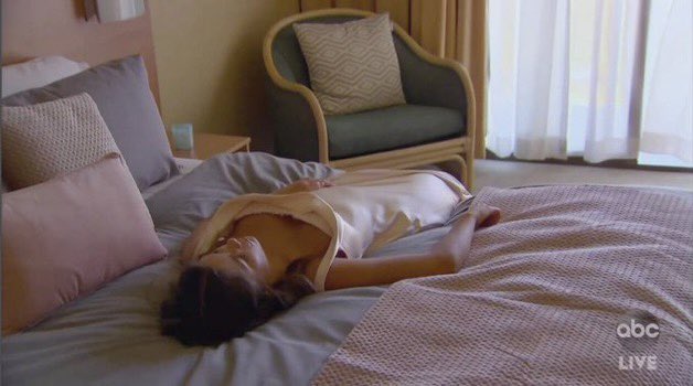 The_Onj's tweet photo. *Me lying down because this finale is too damn chaotic.* #TheBachelor https://t.co/HS5CxNCXGx