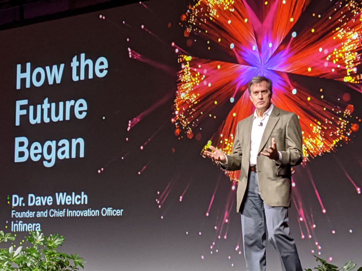 ofcconference's tweet photo. David Welch of @Infinera shares the timeline of innovation over the last 50 years that led to the development of #fiber #optical communications during a special #ofc20 keynote! #Fiber50 https://t.co/il3ZNTeRPn