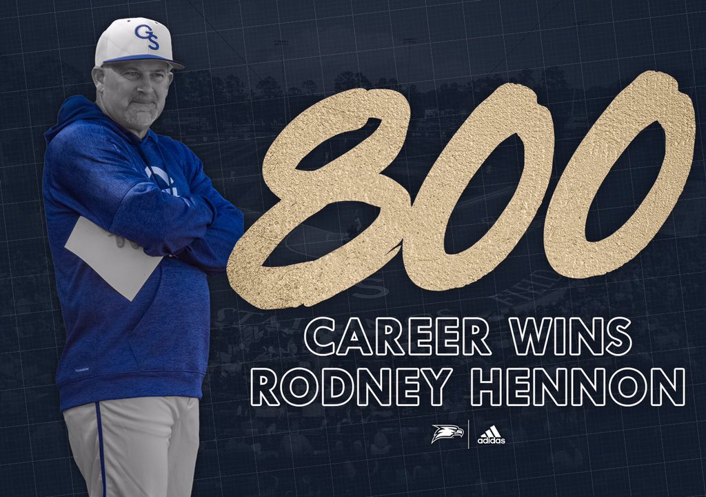 GSAthletics_BSB's tweet photo. No. 800 was a big one! Congrats to @rhennon10 on his 800th career victory!

#HailSouthern https://t.co/hyTjq2VBBt