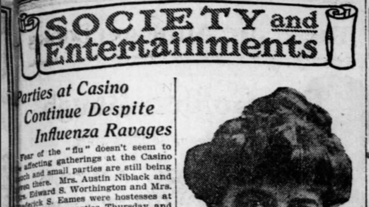 Chicago’s High Society kept on partying during the 1918 Spanish Flu epidemic, but this was probably not wise. They lost a few members.