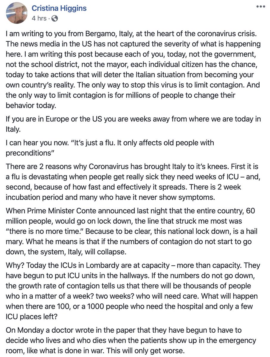 Just found out the author of the letter. Thank you, Christina Higgins for sharing this open letter with us! Absolutely a wake up call for people in the US.