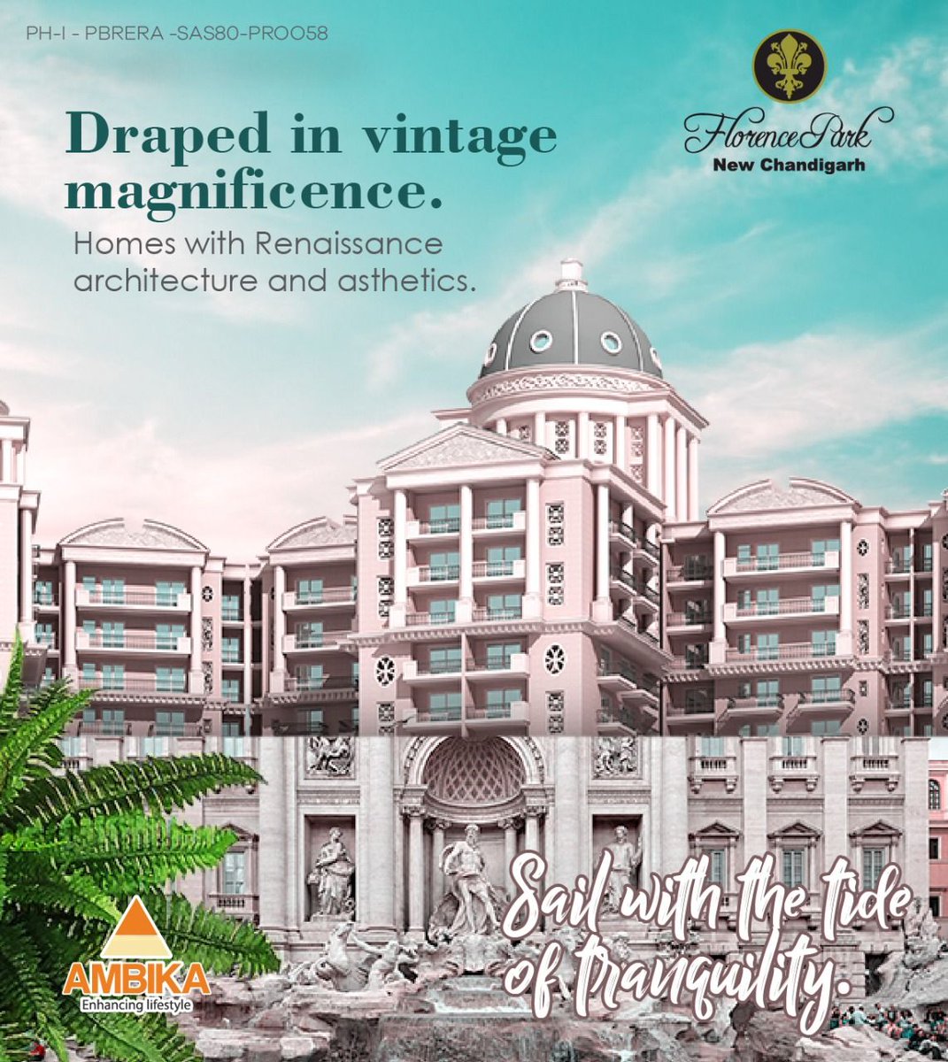 ambika_realcon's tweet photo. Immerse yourself in the dreamy aura. Find yourself in the exquisite beauty from the period of art.
#florencepark #europeinspired #mullanpur #newchandigarh #designerliving #ambikagroup #italianhomes #vintagedesign #luxuryhomes #functionalspaces #residentialproperties https://t.co/iEUyYdBA0r