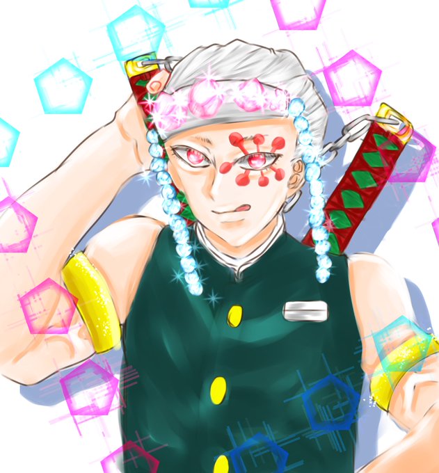 エクレア@鬼滅の刃さんがTwitterに投稿した宇髄天元(鬼滅の刃)のイラスト。