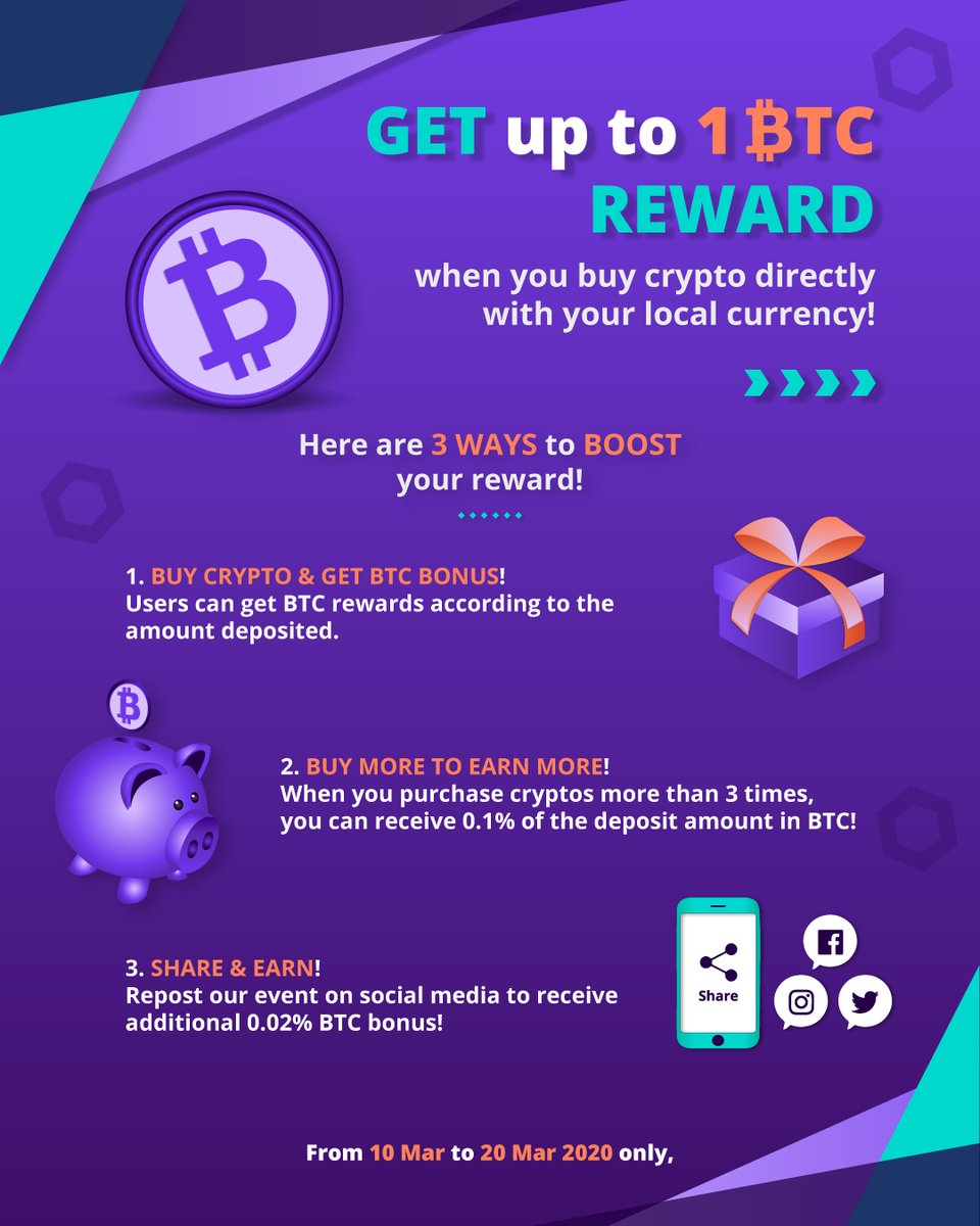 DigiFinex's tweet image. ✦Buy crypto &amp;amp; get bonus #bitcoin
✦Buy more than 3 times to receive additional 0.1% of your purchase!
✦Share this promo on social media, then submit your screen shot here tiny.cc/btcbonus &amp;amp; stand to receive additional 0.02% #Bitcoin

Details: tiny.cc/btcpromo