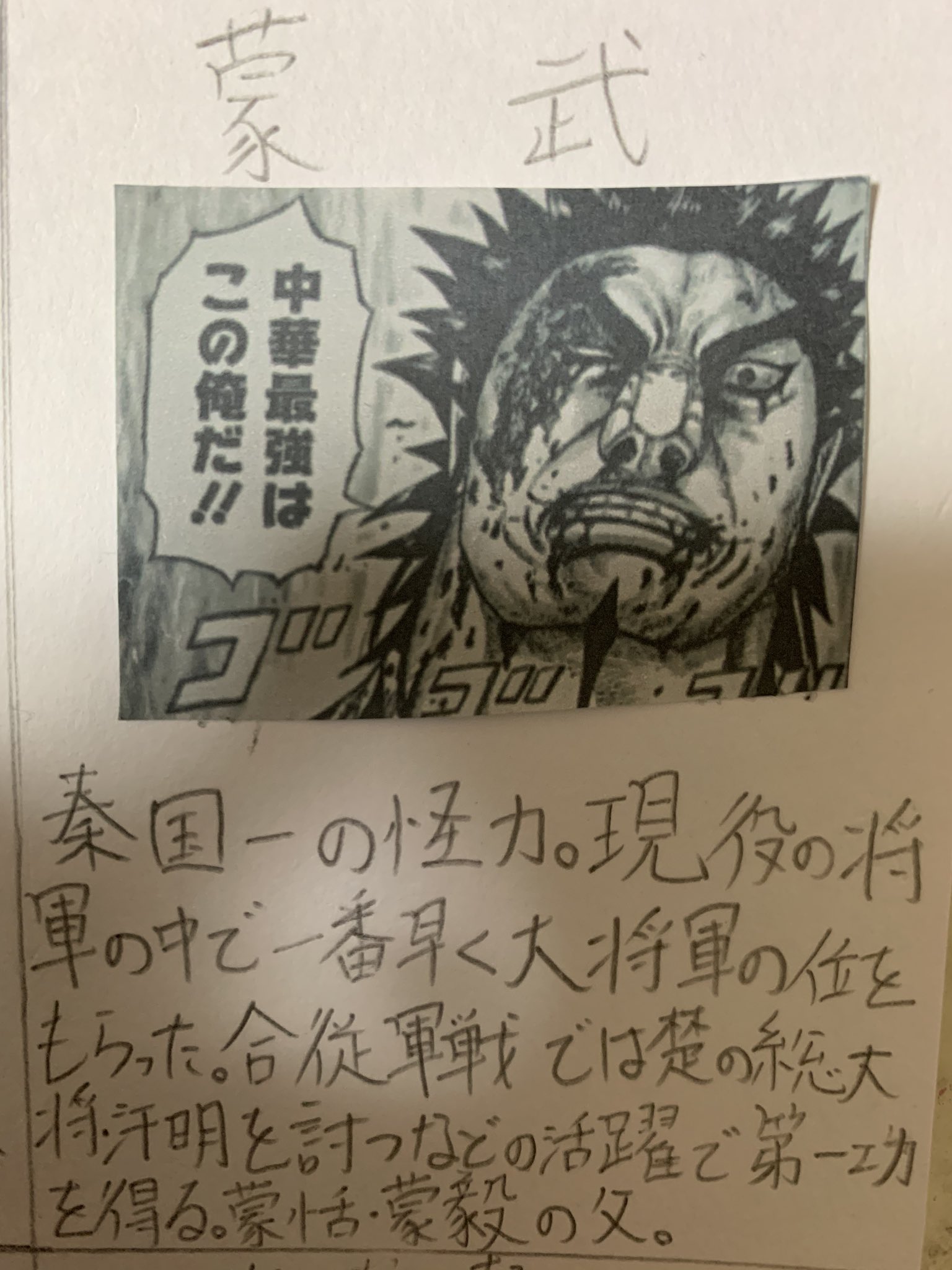 毎日キングダム ネタバレ注意 蒙武 秦国一の怪力 現役の将軍の中で一番早く大将軍の位をもらった 合従軍戦では楚の総大将 汗明を討つなどの活躍で第一功を得る 蒙恬 蒙毅の父 キングダム T Co Mkfs1vzwcg Twitter