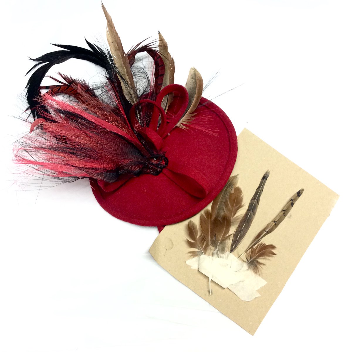 Fabhatrix's tweet image. This stunning hat was personalised by adding a selection of pheasant feathers sent to us by our client. #phesantfeathers #hatinator #madetomatch #motheof #weddinghats #phesantfeathers #feathers #redhat  #wedding #hat