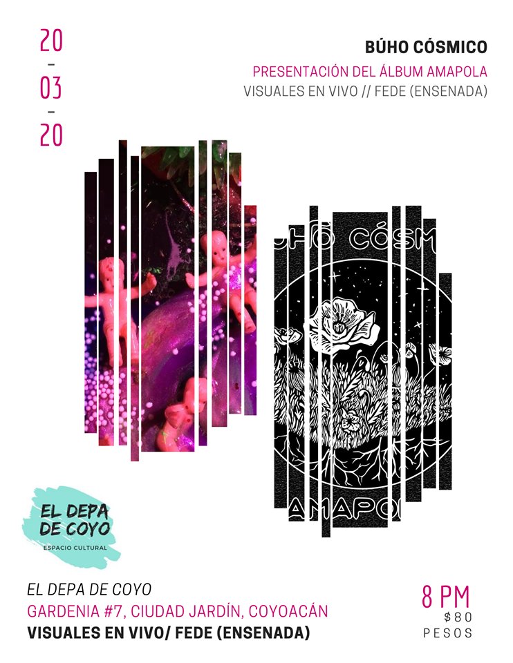 BuhoCosmicoBand's tweet photo. El 20 de Marzo estaremos presentando nuestro primer álbum y hemos preparado un show bien chido con visuales en vivo. ¡Ahí nos vemos locos!!

#BúhoCósmico #FolkRock #RockPsicodélico https://t.co/sKynHQYfEM