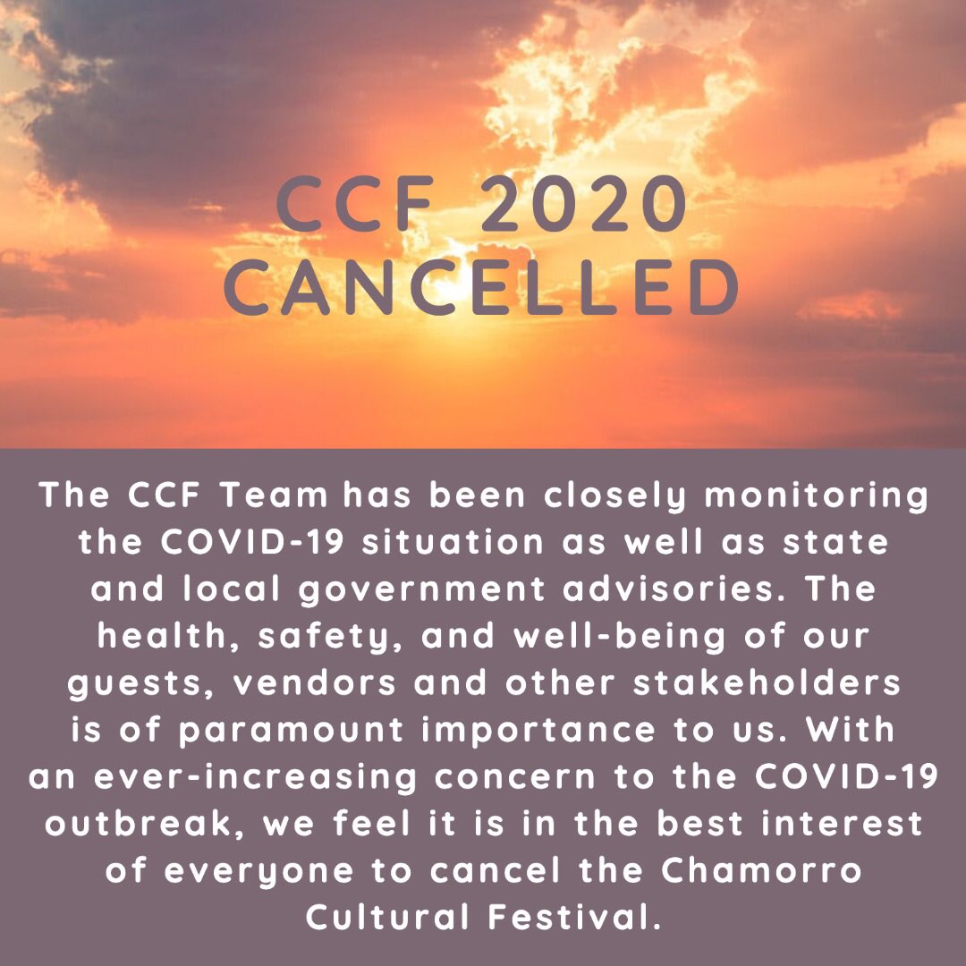 chelusd's tweet photo. Out of an abundance of caution, the CCF team has elected to cancel our 2020 #ChamorroCulturalFestival #chamorro #chamoru https://t.co/HphFiiPdTK