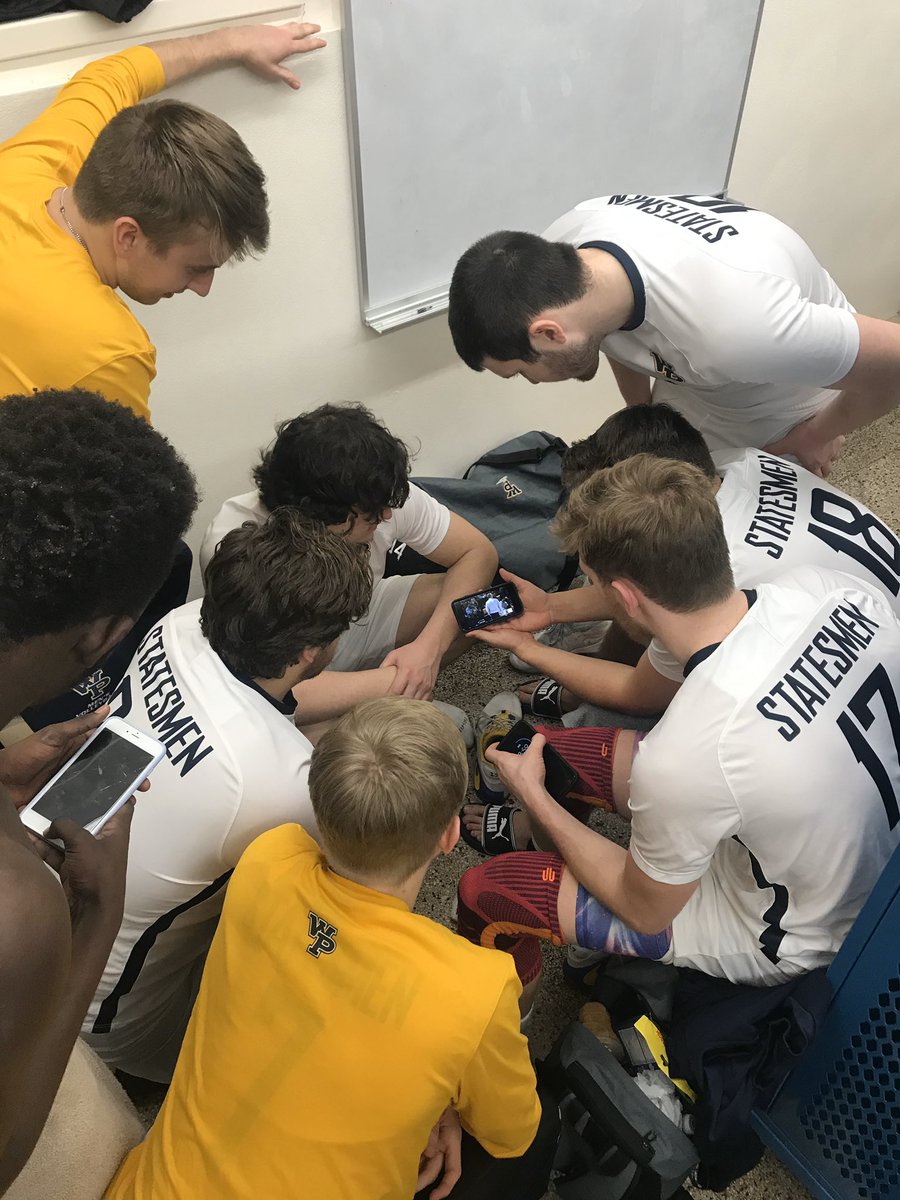 Nik Rule (@nikrule) on Twitter photo This photo makes me proud... <a href="/StatesmenMVB/">William Penn University Men’s Volleyball</a> huddled around a phone, soon after defeating Clarke on the road, watching <a href="/WPUBasketball/">William Penn Men’s Basketball</a> beat Clarke at home. <a href="/vbcoachbentley/">Luke Bentley</a> walked in, ready to give his postgame, the players ask him to wait b/c “WE’RE about to win a conference title.” This photo makes me proud... <a href="/StatesmenMVB/">William Penn University Men’s Volleyball</a> huddled around a phone, soon after defeating Clarke on the road, watching <a href="/WPUBasketball/">William Penn Men’s Basketball</a> beat Clarke at home. <a href="/vbcoachbentley/">Luke Bentley</a> walked in, ready to give his postgame, the players ask him to wait b/c “WE’RE about to win a conference title.”